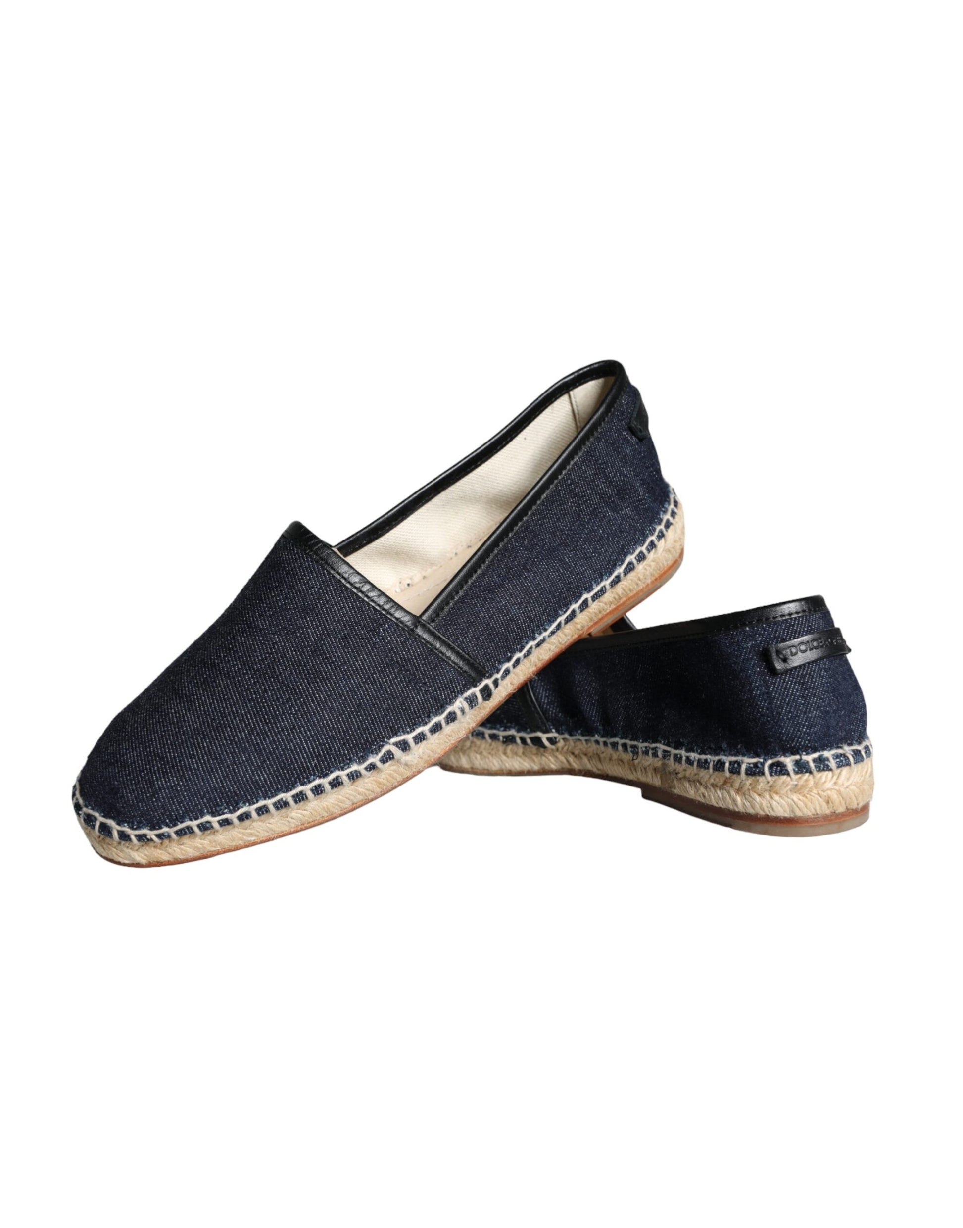 Blue Denim Cotton Leather Espadrilles Shoes