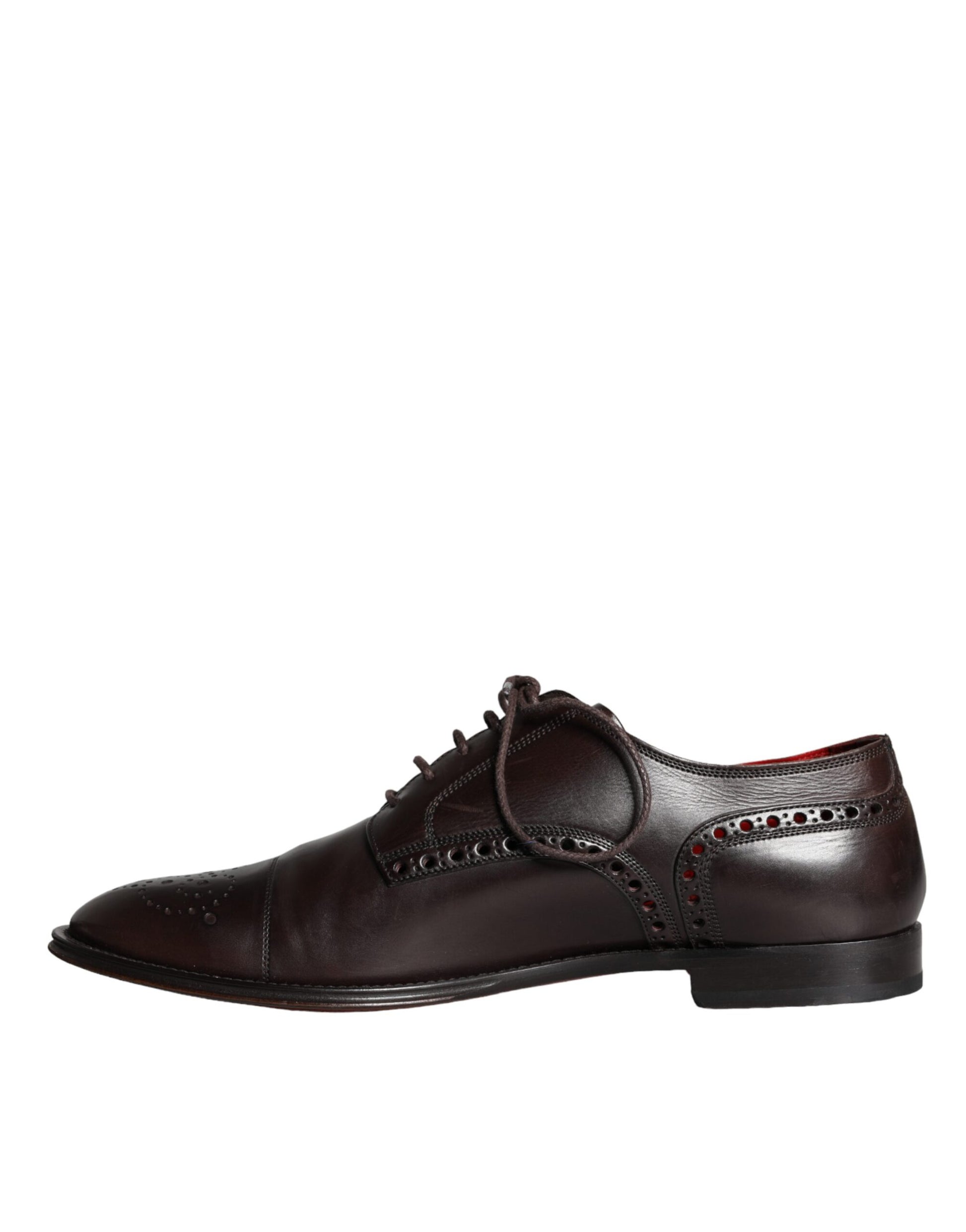 Brown Calfskin Leather Lace Up Oxford Shoes