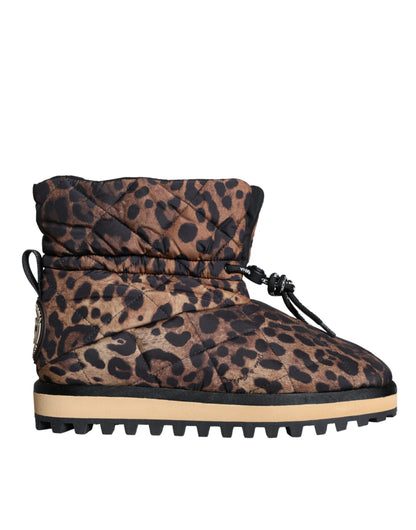 Brown Leopard Ankle Boots Padded Shoes