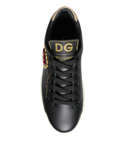 Black Portofino Sacred Heart Sneakers Shoes