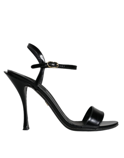 Black KEIRA Leather Heels Sandals Shoes