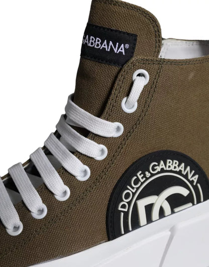 Army Green Canvas Logo Sneakers Boots Shoes