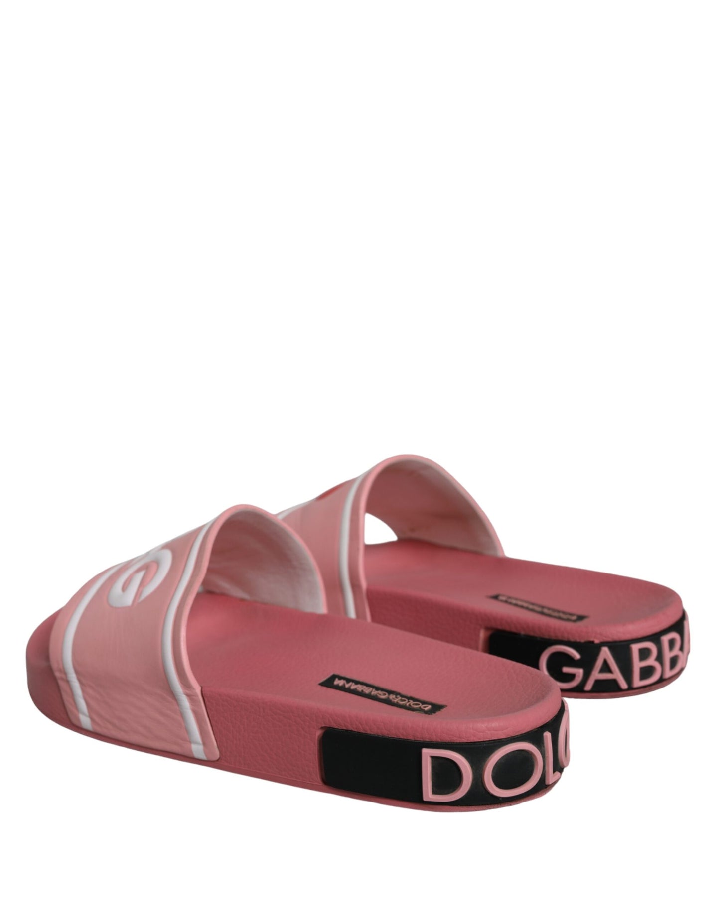 Pink Leather I Love D&G Sandals Slides Shoes