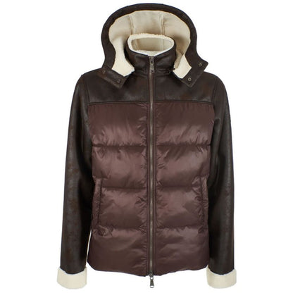 Brown Nylon Men Jacket