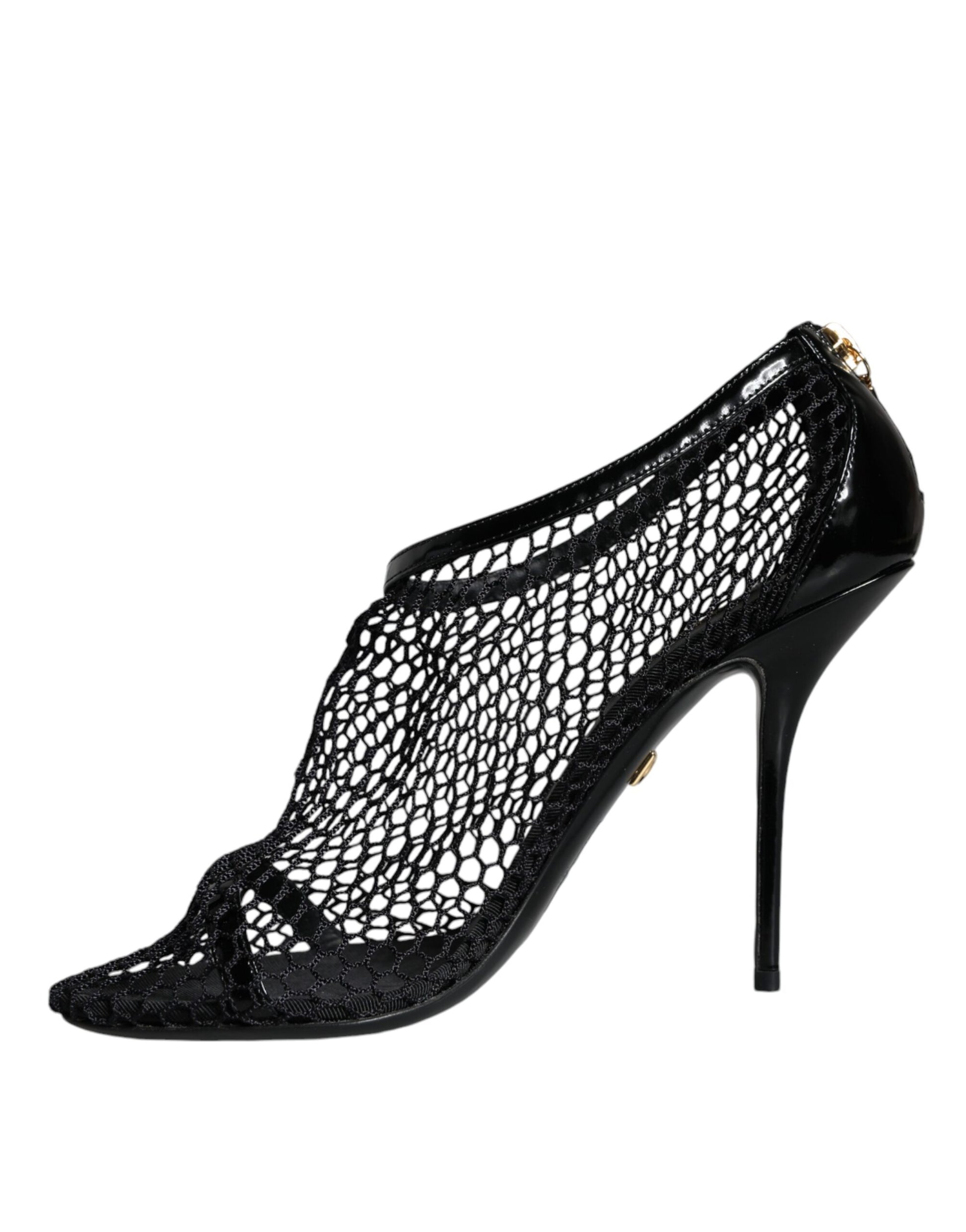 Black Mesh Leather Heels Keira Sandals Shoes