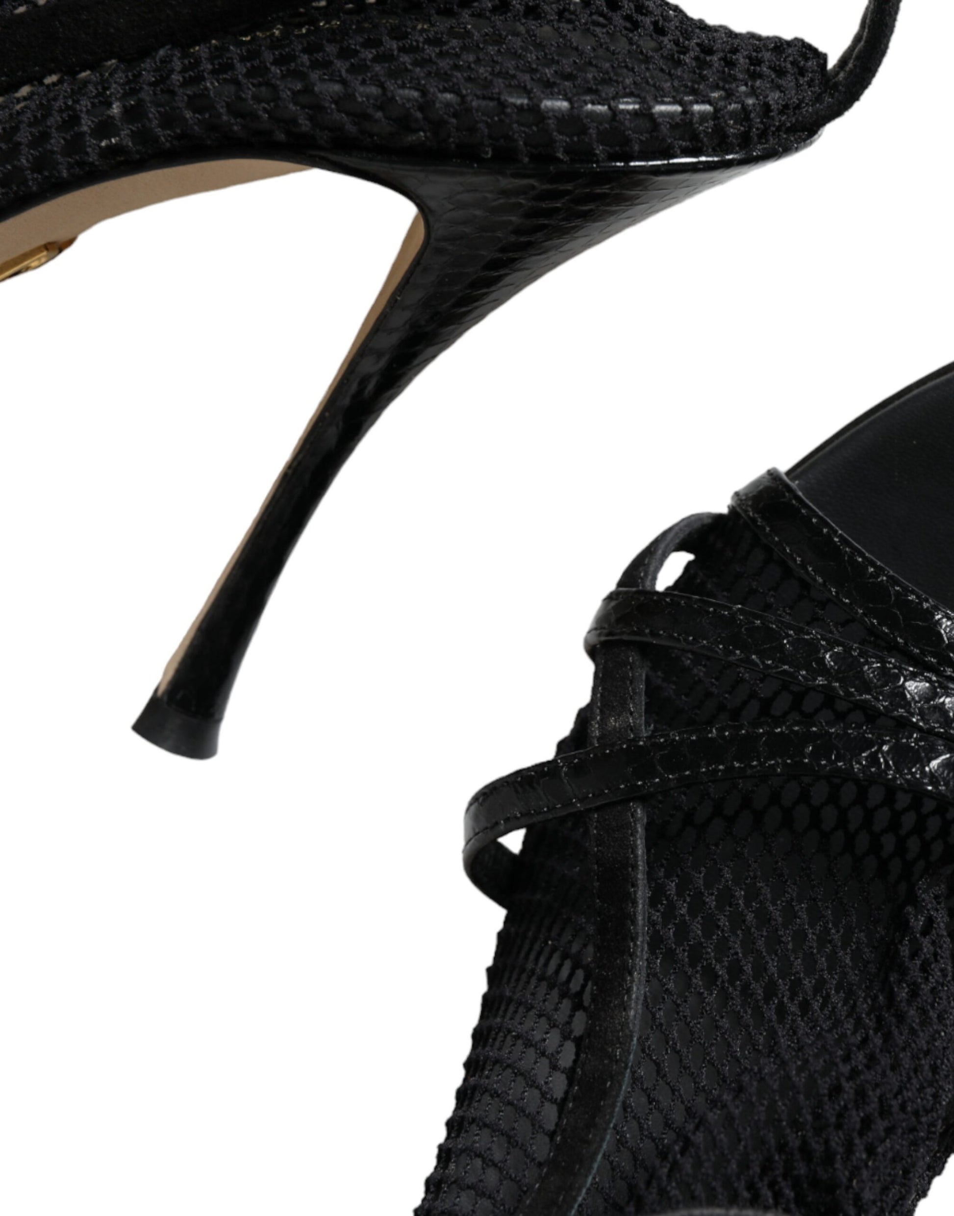 Black Mesh Stiletto Heels Sandals Shoes