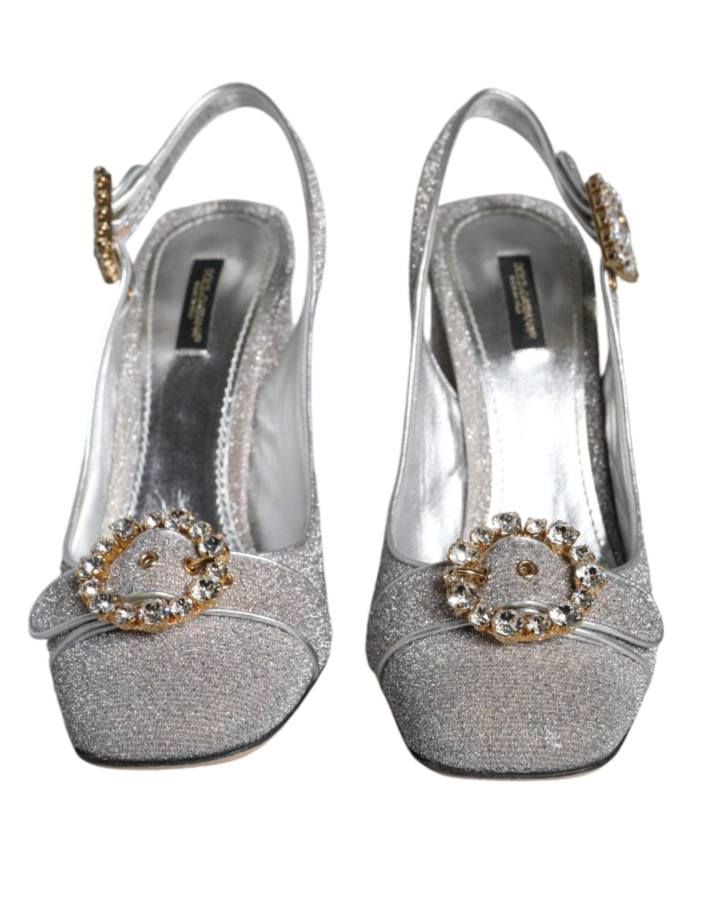 Silver Crystal Slingback Heels Sandals Shoes