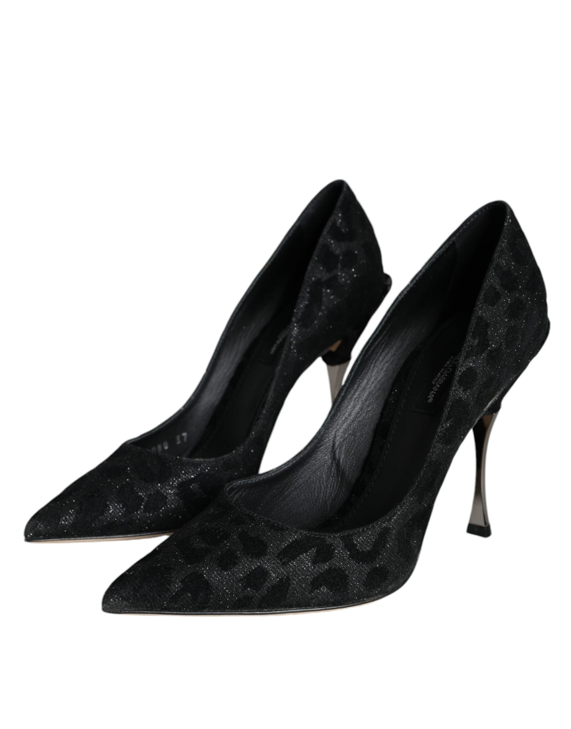 Black Leopard Lurex High Heels Pumps Shoes