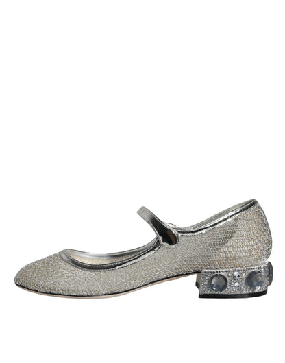 Silver Mesh Crystal Mary Jane Pumps Shoes