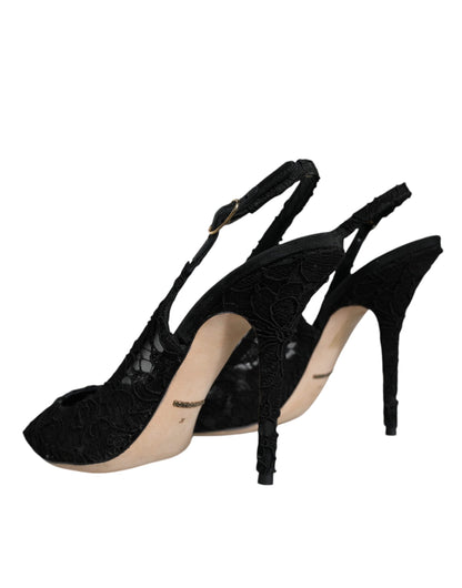 Black Taormina Lace Bellucci Slingbacks Shoes