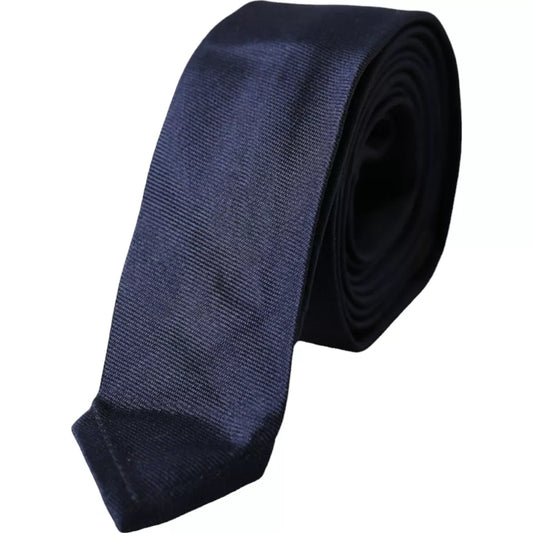 Dark Blue Silk Skinny Adjustable Tie