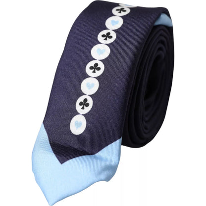 Blue Card Deck Symbols Adjustable Tie