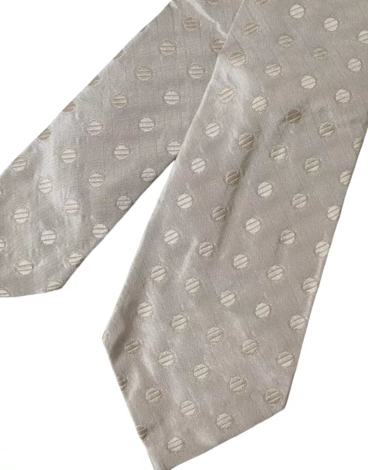 Beige Dotted Silk Classic Adjustable Men Tie