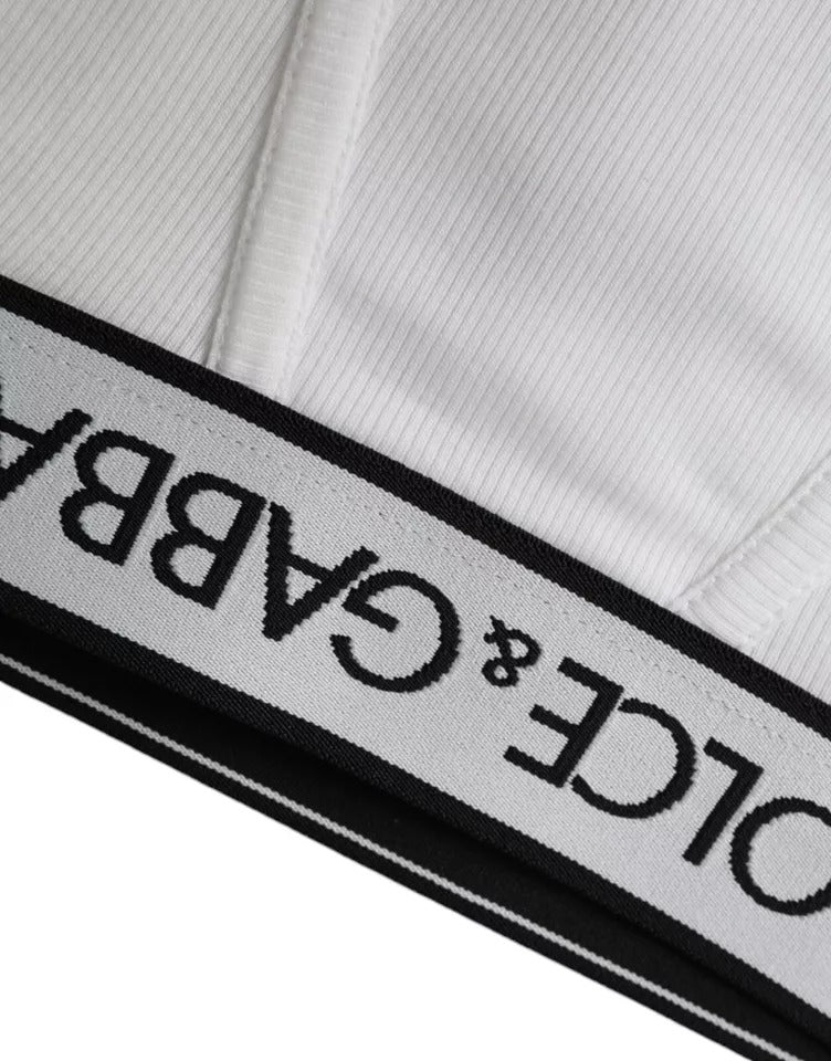 White Cotton Stretch Branded Logo Underwear