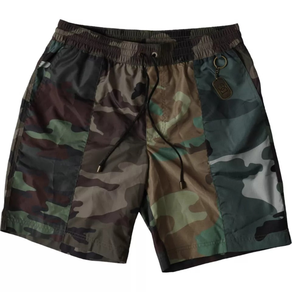 Multicolor Camouflage Patchwork Beachwear Shorts Swimwear