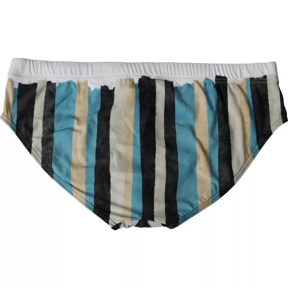 Multicolor Stripes Logo Beachwear Brief Swimwear