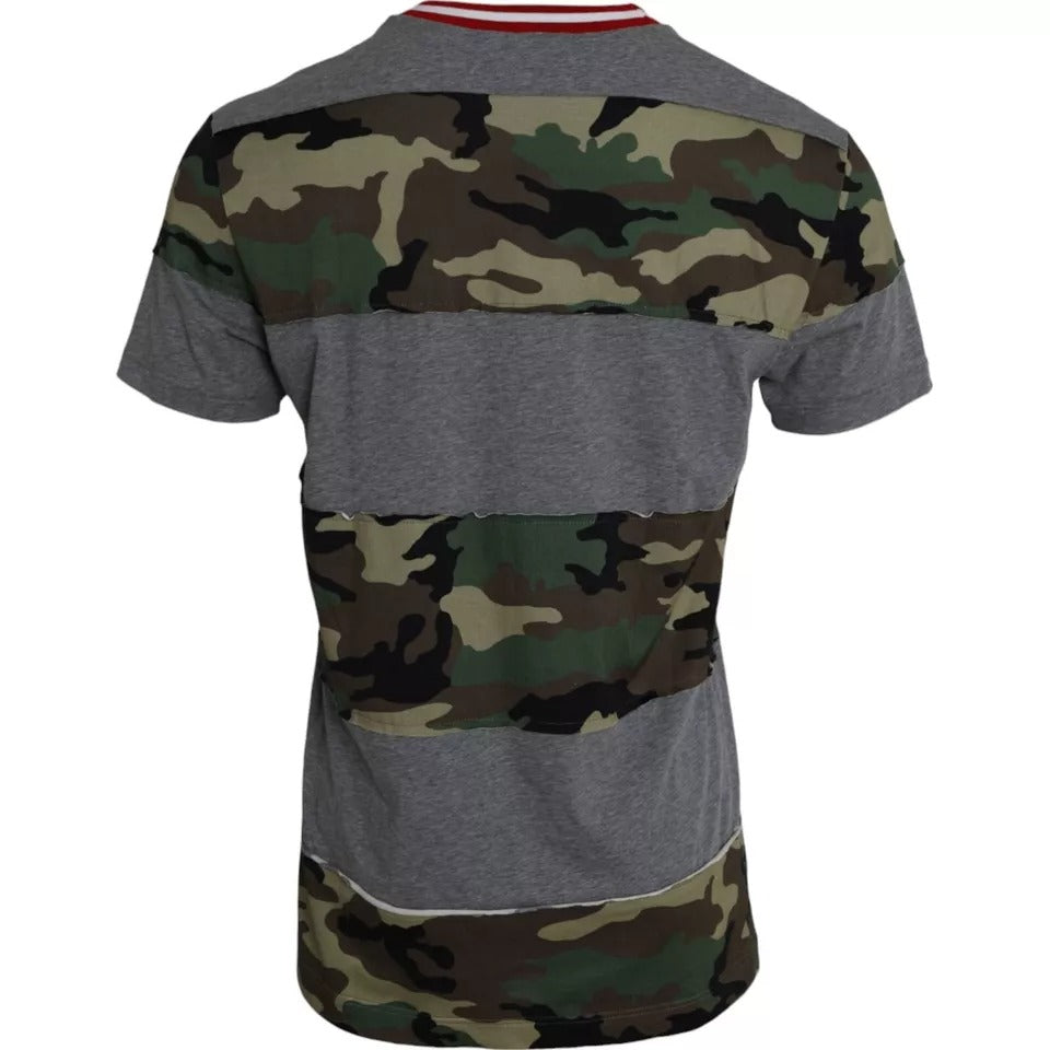 Multicolor Camouflage Cotton Crew Neck Men T-shirt