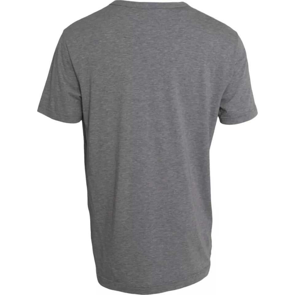 Gray Graphic Print Cotton Round Neck T-shirt