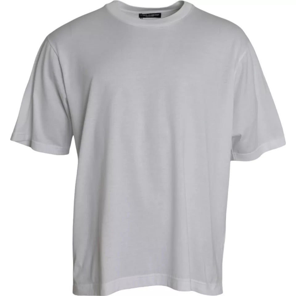 White Cotton Round Neck Short Sleeve T-shirt