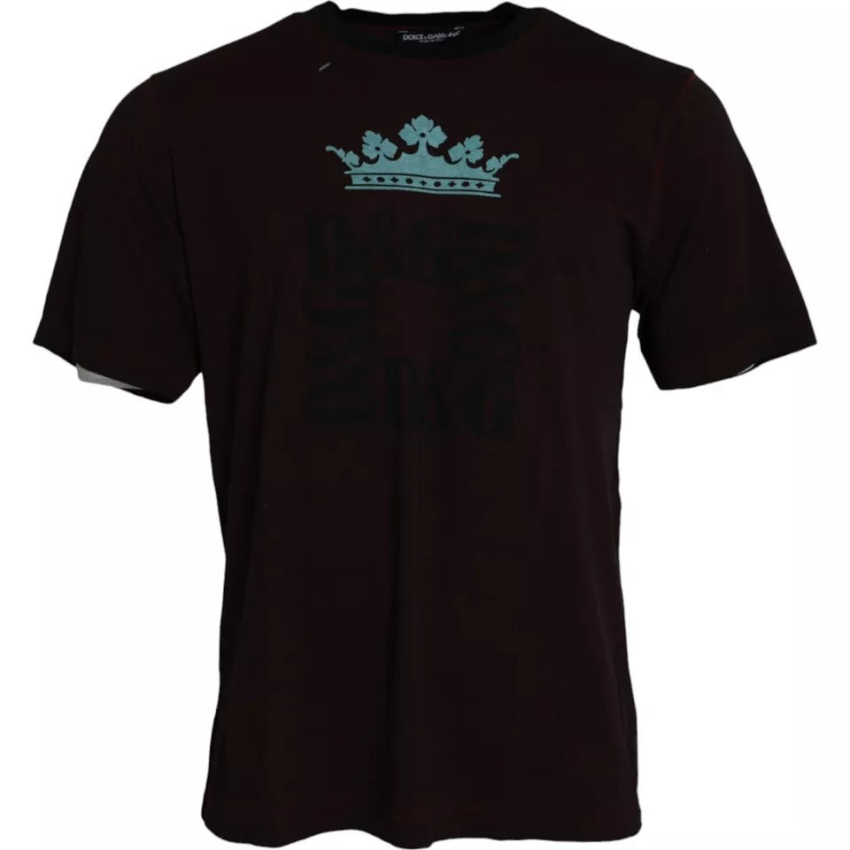 Bordeaux Crown Print Round Neck Cotton T-shirt