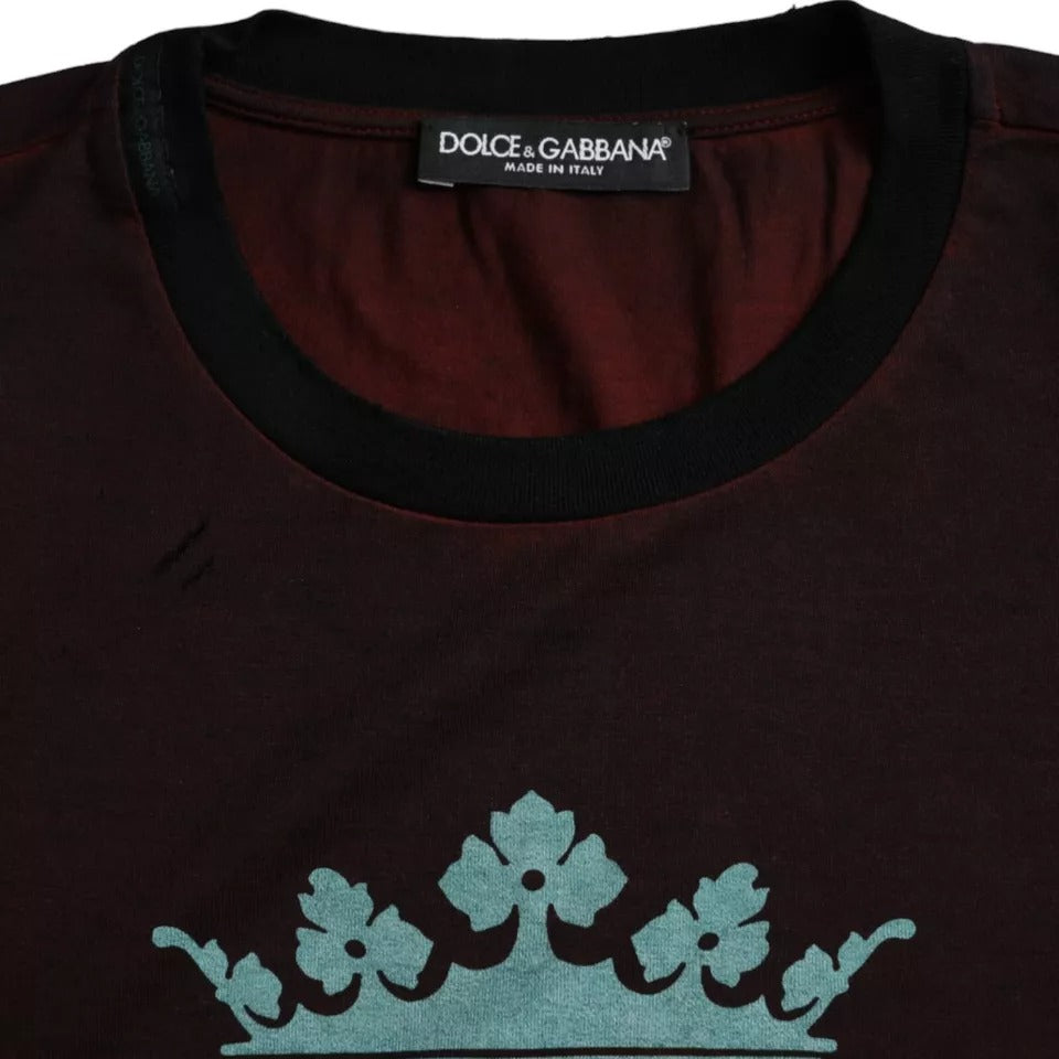 Bordeaux Crown Print Round Neck Cotton T-shirt