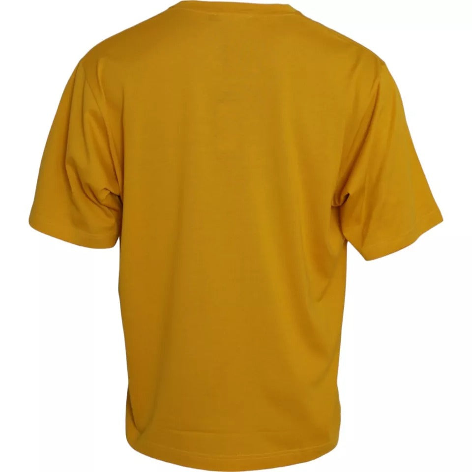 Dark Yellow Logo Cotton Round Neck T-shirt