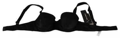 Black Silk Lace Balconcino Bra Underwear