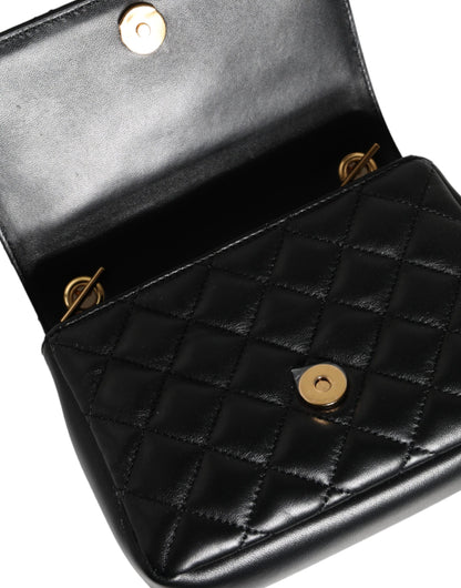 Black Quilted Lambskin Leather Crossbody Shoulder Bag