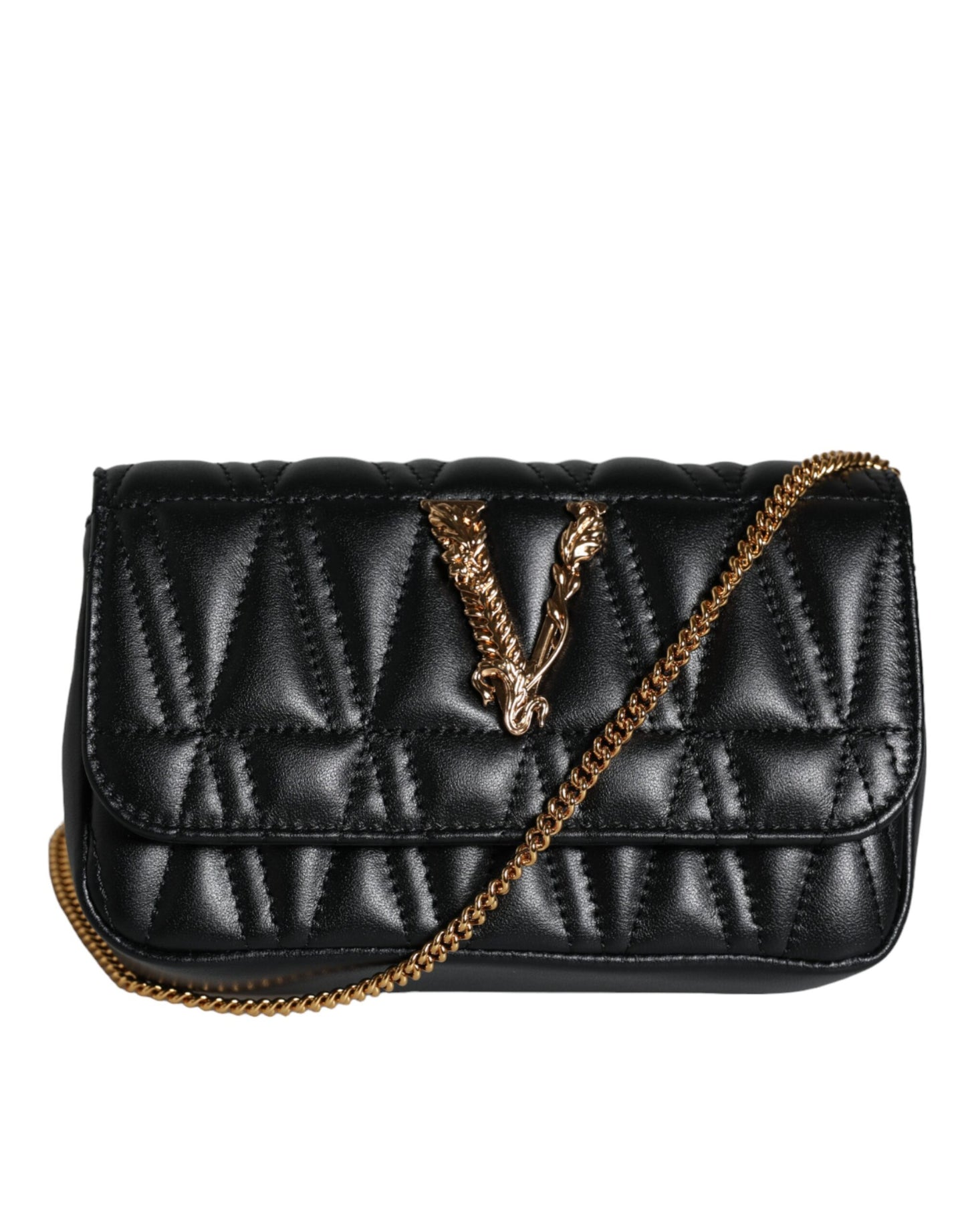 Black Mini Nappa Leather Crossbody Shoulder Bag