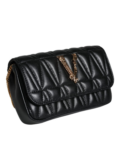 Black Mini Nappa Leather Crossbody Shoulder Bag