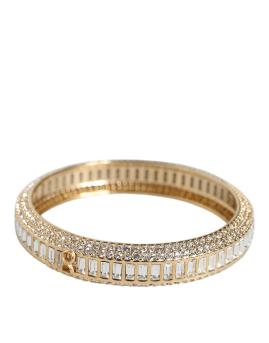 Gold Tone Brass Crystal Stass DG Round Bangle Bracelet