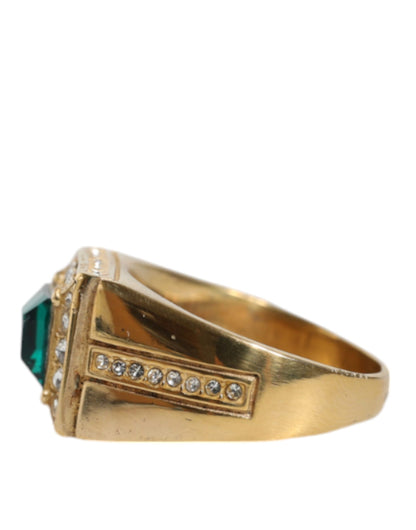 Gold Plated 925 Silver Green Crystal Ring