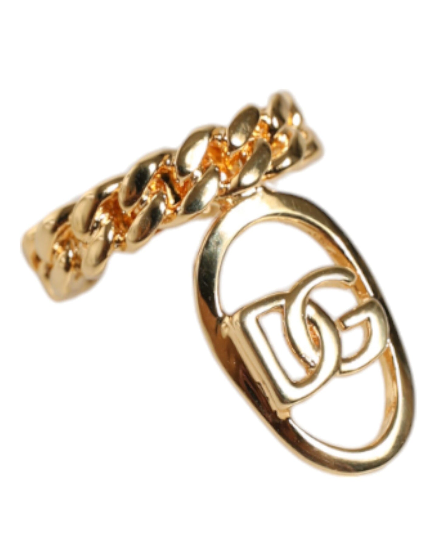 Gold Plated Open DG Logo Curb Chain Ring