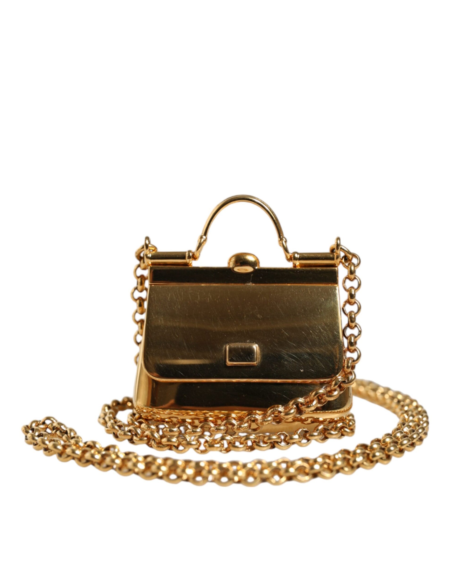 Gold Brass Chain Sicily Micro Bag Pendant Necklace