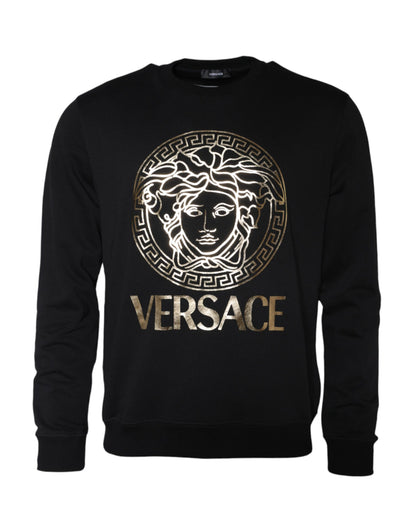 Black Medusa Fleece Cotton Crew Neck Sweatshirt Sweater