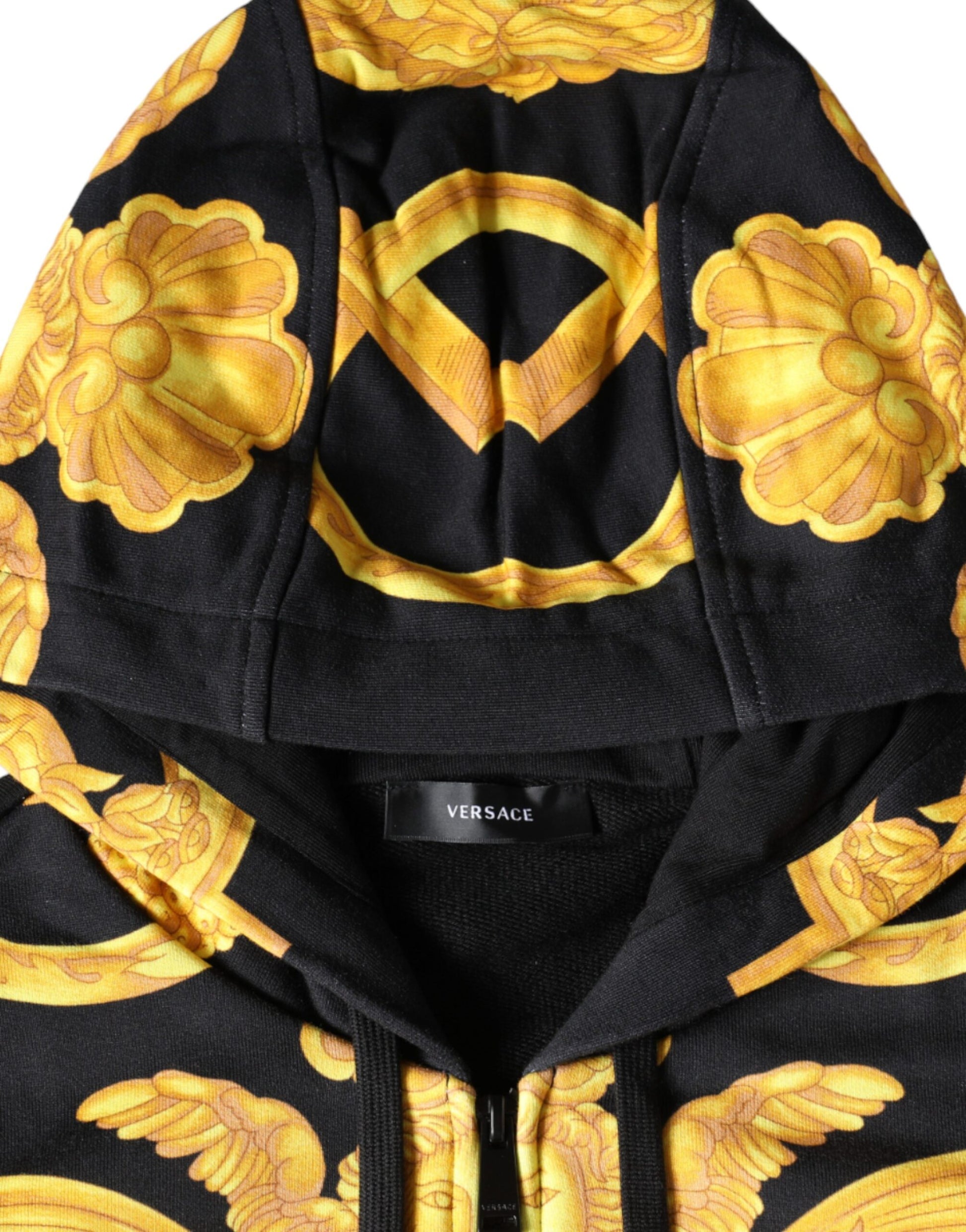 Black Medusa Print Cotton Full Zip HoodieSweatshirt Sweater