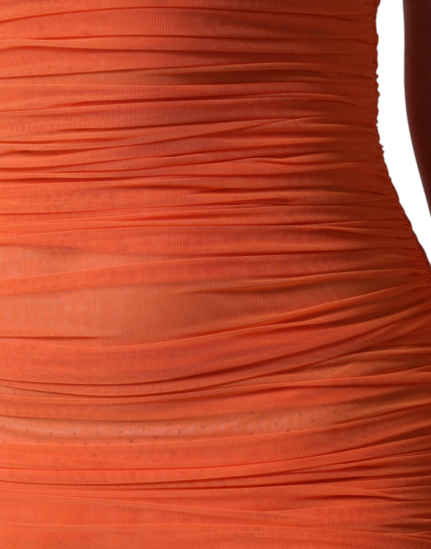 Orange Nylon Bodycon Sheath Mini Dress