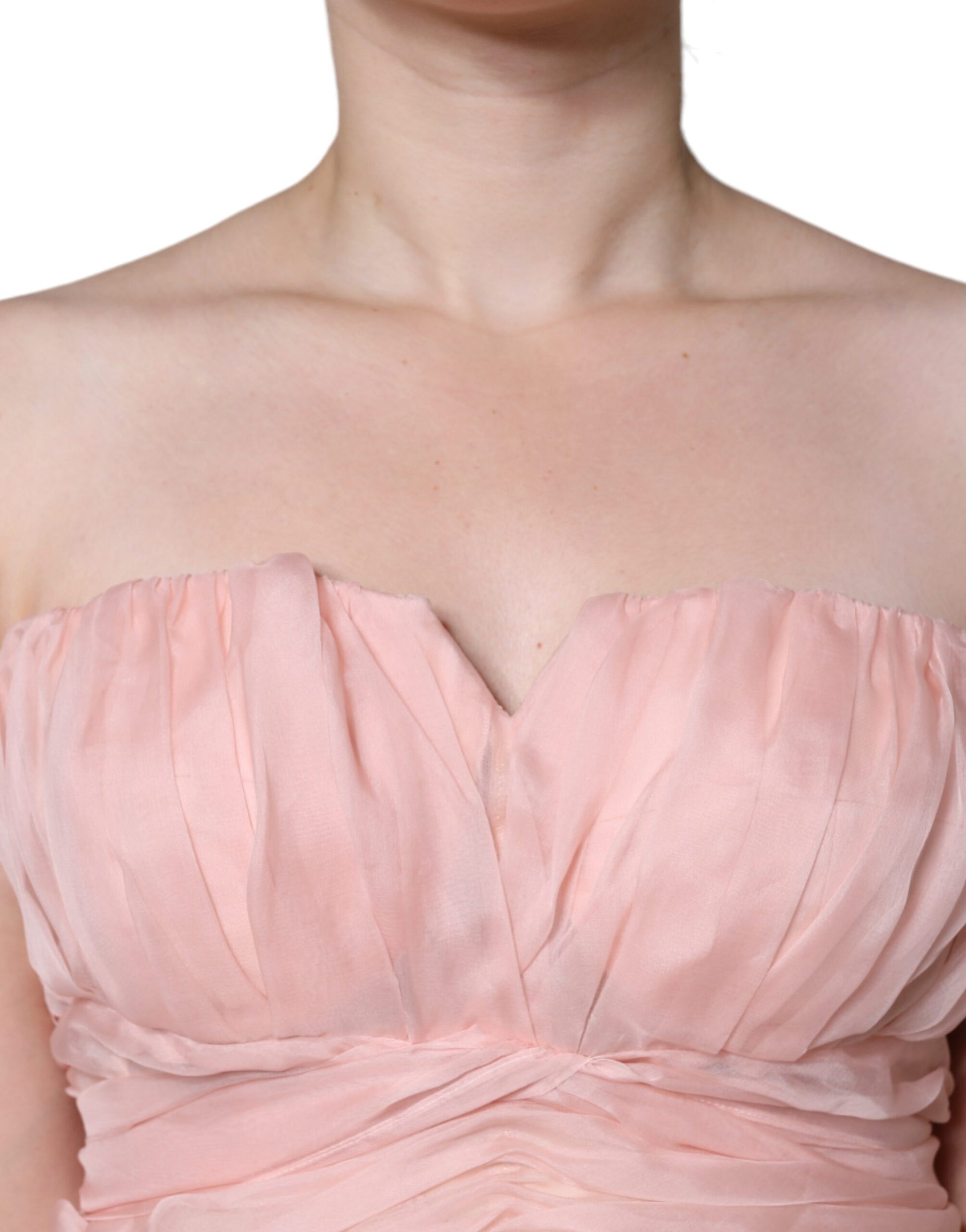 Pink Silk Strapless Maxi A-line Gown Dress