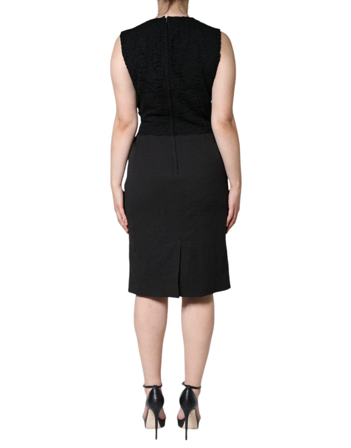 Black Cotton Sheath Knee Length Dress