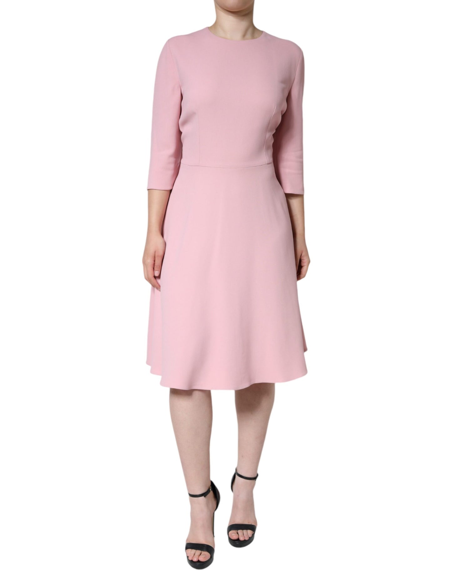 Pink A-line Viscose 3/4 Sleeves Dress