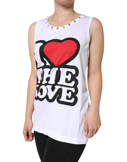 White I Love The Love Embellished Tank Top