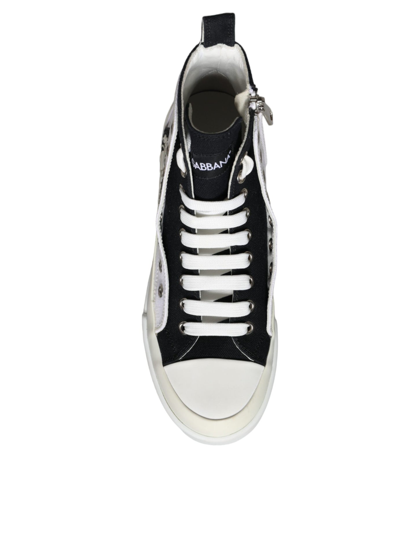 White Black Canvas Logo Mid Top Sneakers Shoes