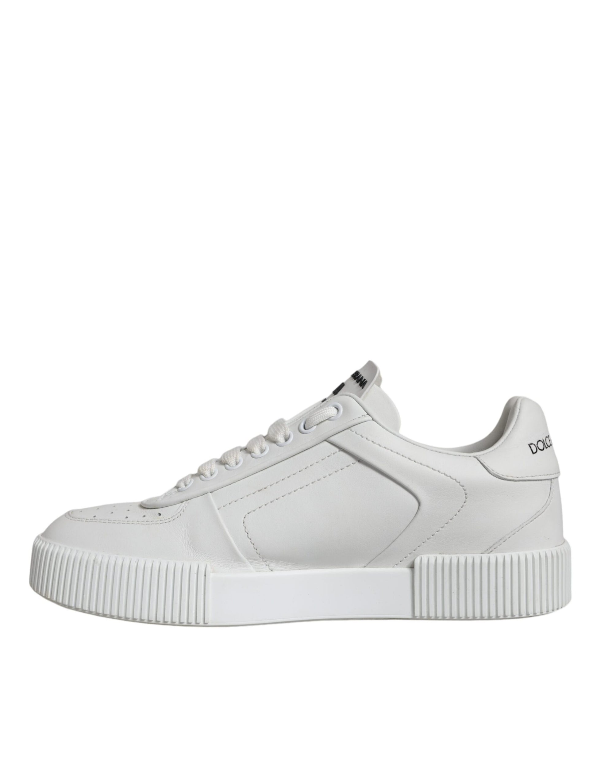 White Calfskin Leather Miami Low Top Sneakers Shoes