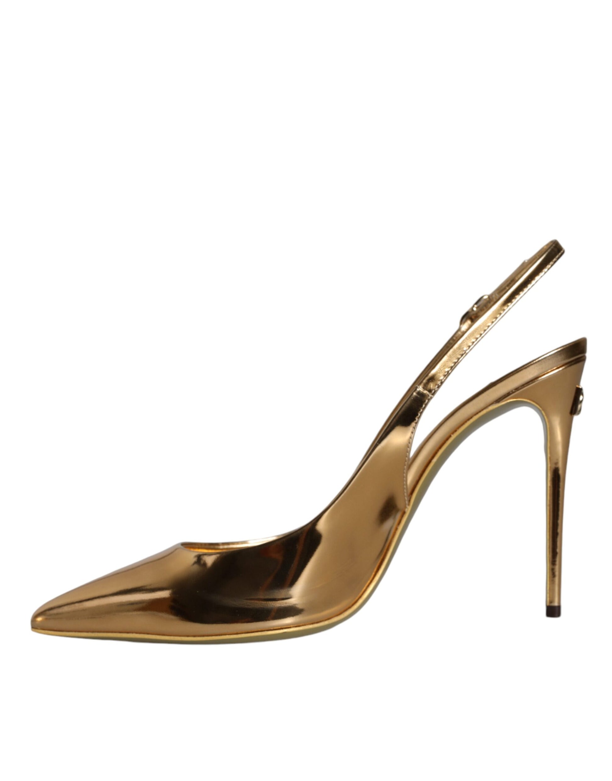 Gold Patent Leather Heels Slingback Shoes