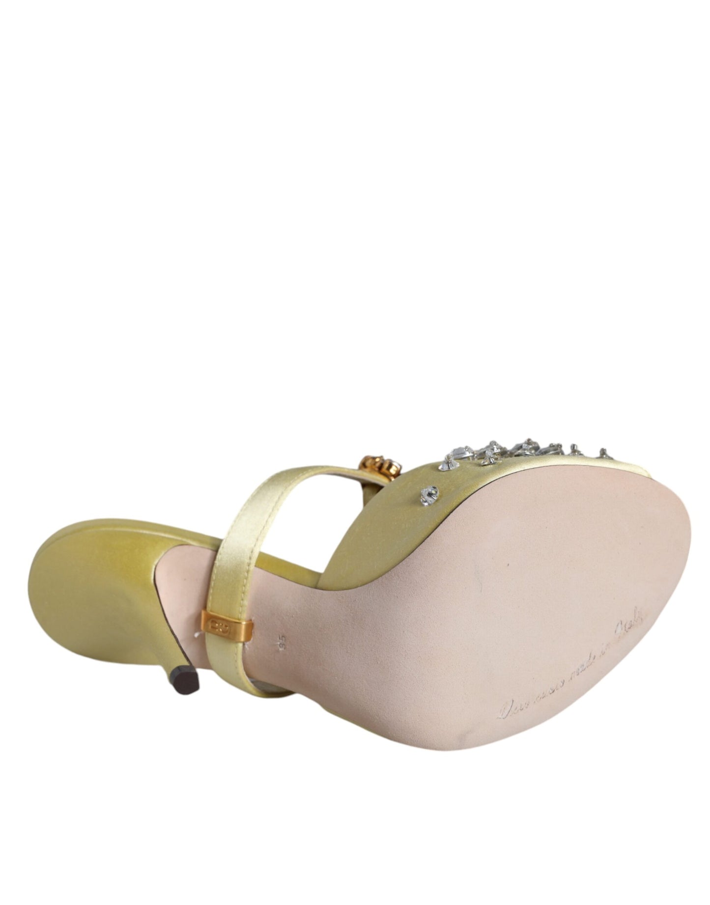 Yellow Mary Janes Satin Crystal Sandals Shoes