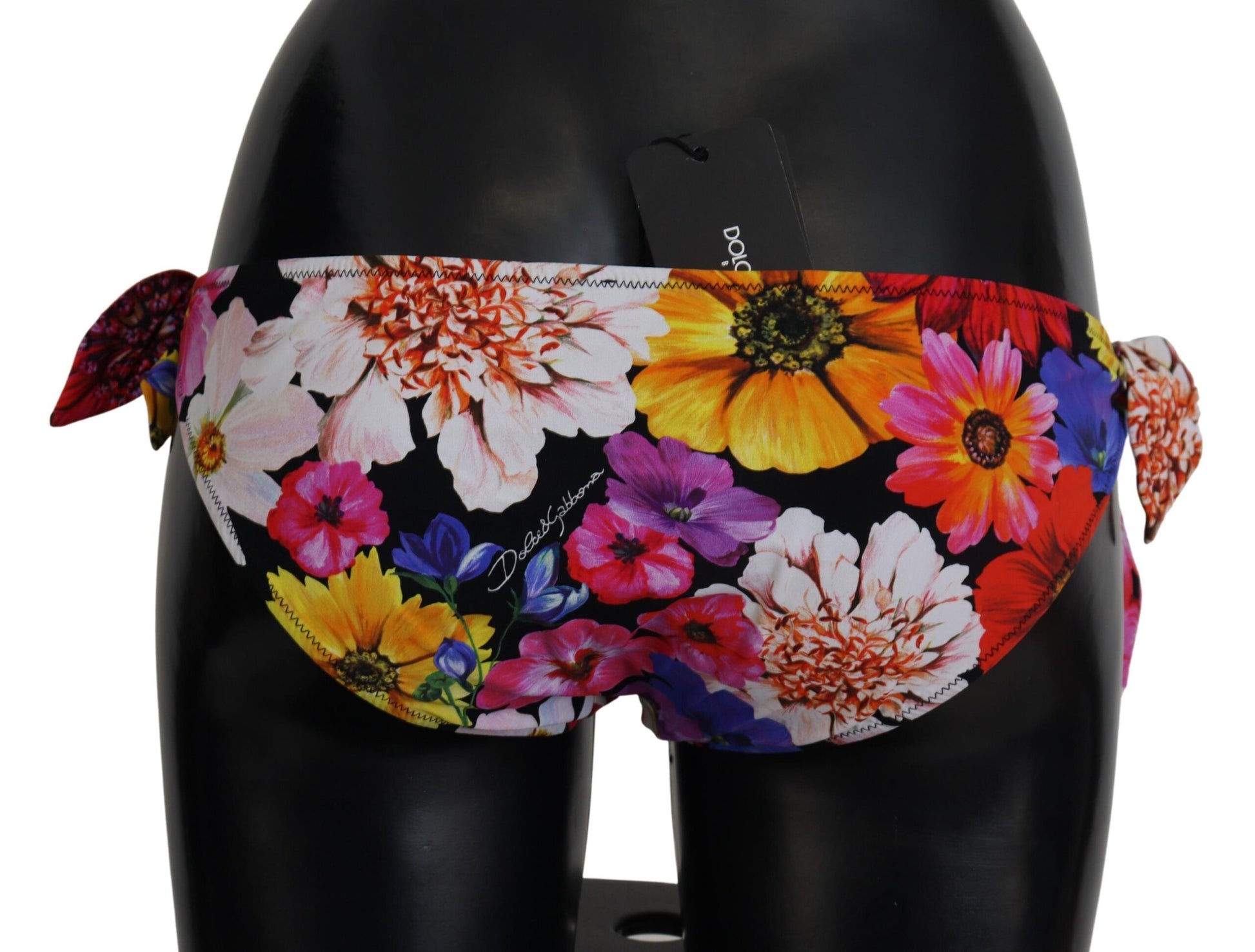 Black Floral Print Swimsuit Bikini Bottom Swimwear