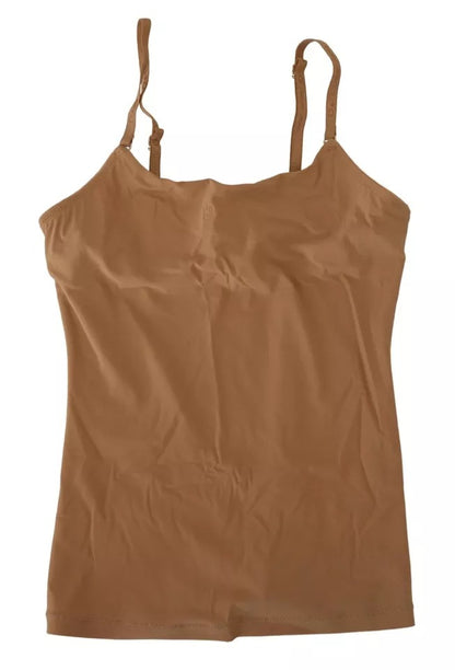 Brown Nylon Stretch Sleeveless Top Underwear