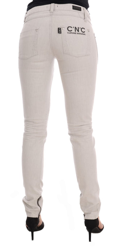 Chic White Slim-Fit Stretch Jeans