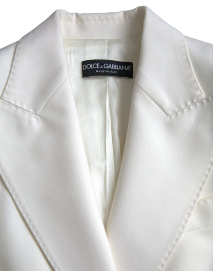 Dolce & Gabbana White Wool Single Breasted Coat Blazer