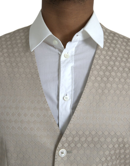 Dolce & Gabbana Off White Cotton Waistcoat Dress Formal Vest